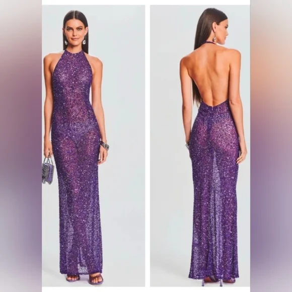 Clarisse Purple Sequin Dress - Picture 3 of 10